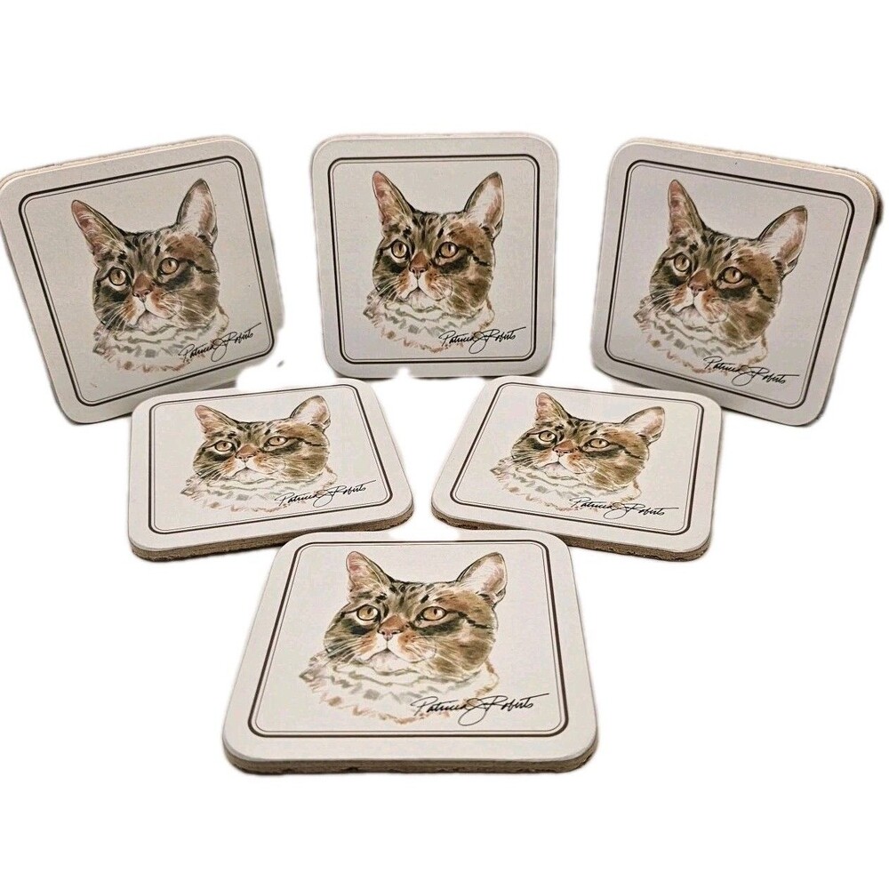 Cat Coasters By Patricia Roberts/Trendtex, Set of 8, Brand New, Cork,  In  Box